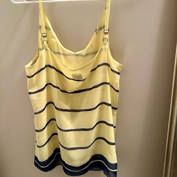 CAbi Rivera Lights Yellow and Navy Striped Camisole. - Picture 5 of 5